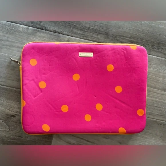 Kate Spade Pink Polka Dot Neoprene Laptop Sleeve – Fits 13” Preppy Colorful - Picture 2 of 11